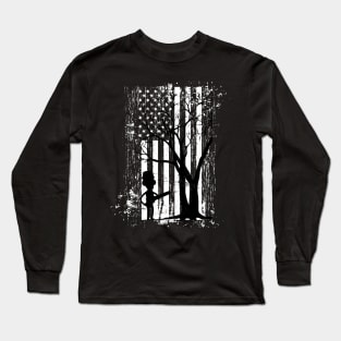 US Flag American Woodworker Lumberjack Long Sleeve T-Shirt